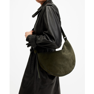 AllSaints Olive Half Moon Leather Shoulder Bag